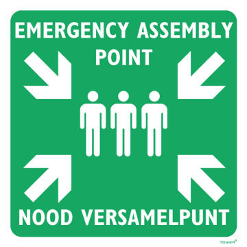 Emergency assembly point sign cromadek tower 440x440mm