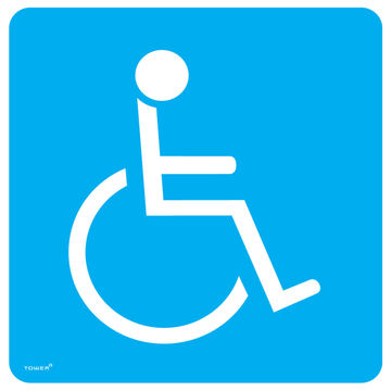 Handicapped decal self adhesive white on blue tower 164x171mm