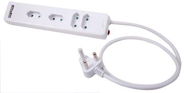 ***4 WAY 2 PIN EURO MULTIPLUG WITH USB FUNCTION