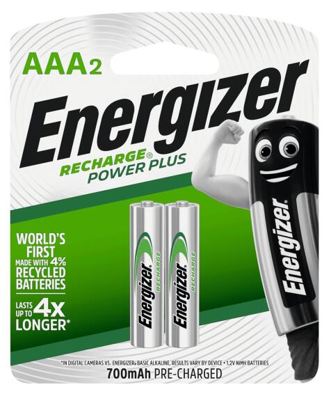 batteryrecharge p/plus aaa 2pck 700mah