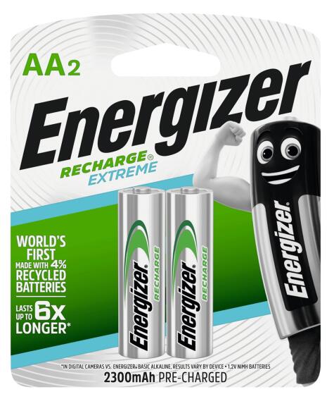 battery recharge extreme aa 2pck2300mah
