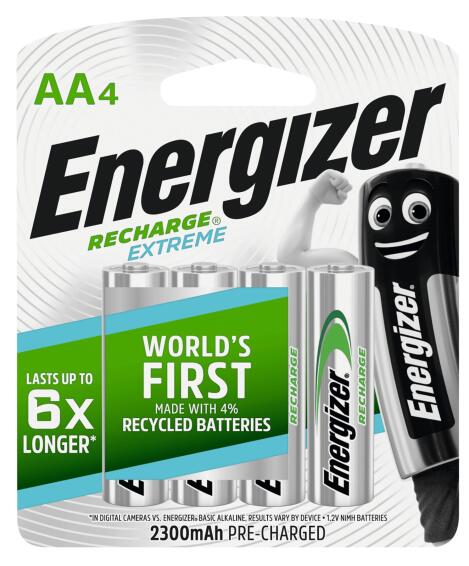 battery recharge extreme aa 4pck2300mah