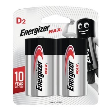 battery alkaline d 2 pck