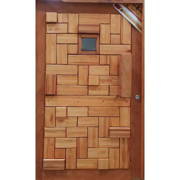 Exterior pivot door mixed timber with frame rustic gold glass design W1310mm x H2120mm