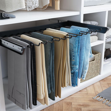 Side Mounted Sliding Trouser Rack For 13 Pairs Spaceo Black W76Xd41Cm