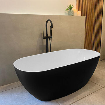 Amor Freestanding Bathtub Black and White W145cmxD73cmxH52cm