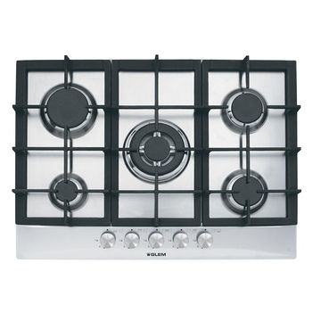 Glem Kitchen 5 Burner Gas Stove 70Cm Stainless Steel 