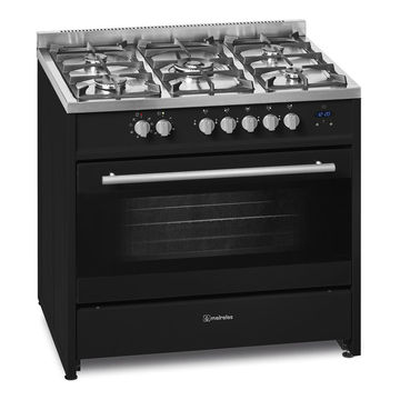 Meireles Kitchen Gas Stove 5 Burner With Gas Multifunction Oven 90Cm Black G90 Sp Bl