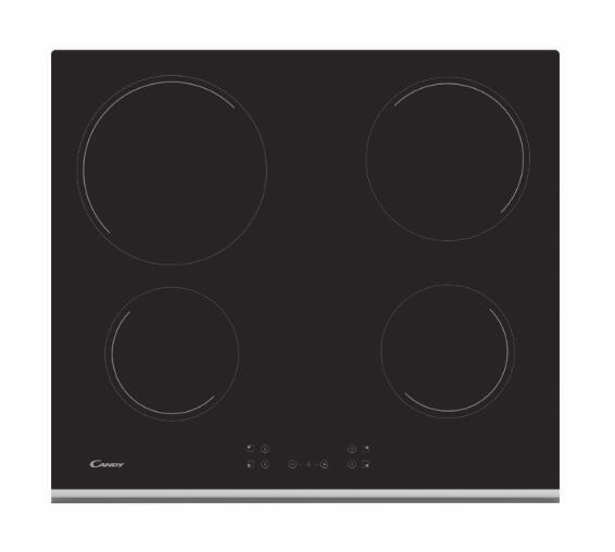 Candy Kitchen 4 Burner Electric Stove Vitroceramic Hob 60Cm Touch Control Black Ch64Xb