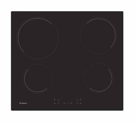 Candy Kitchen 4 Burner Stove Vitroceramic Hob 60Cm Touch Control Black