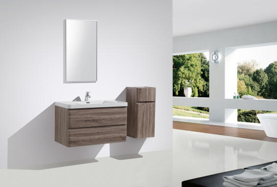 Milan cabinet double drawer silver oak 900 (cabinet only)
