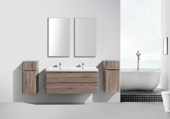 Milan cabinet double drawer silver oak 1200 (cabinet only)