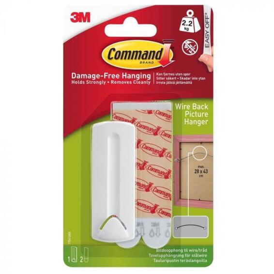 Picture hanger wire lrg damage-free hanging 1 hanger, 2 strips command 3M