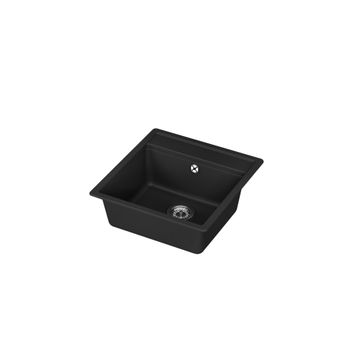 Delinia Onega Square Single Bowl Quartz and Resin Kitchen Sink Black L49Cm X W51Cm
