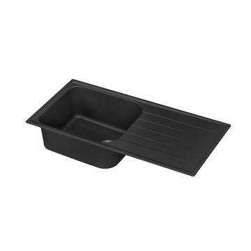 Delinia Kitchen Sink Elbe Single Bowl Single Drainer Quartz / Resin Composite Black L100Cm X W50Cm