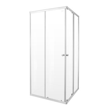 Corner entry sliding shower door bright chrome w88cmxd88cmxh185cm