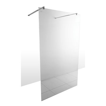 Andes frameless shower screen with two shower arms chrome w120cmxh200cm and glass thickness of 8mm