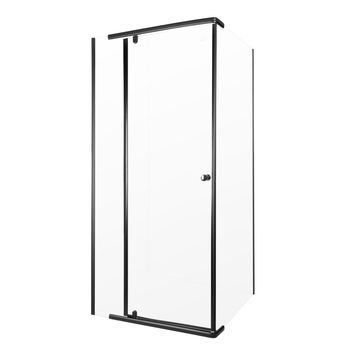 Pivot shower door with panel black w88cmxd88xh185cm