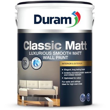 Duram Universal Wall Paint Smooth Matt Classic Matt White 5l