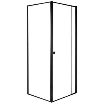 Siri Pivot Shower Door With Panel Black W90cmxD90cmxH180cm