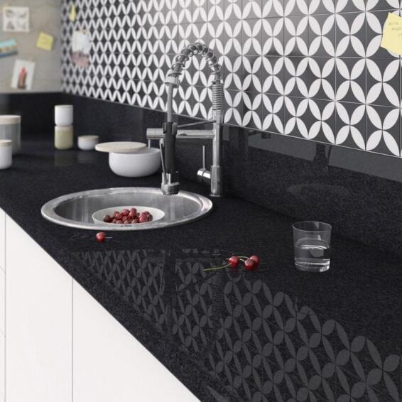 Kitchen Countertop Laminate L300Cm X D65Cm X H3,8Cm Black Marble