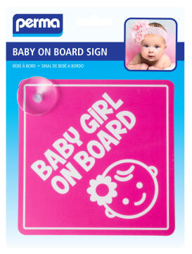Baby on board sign pink perma