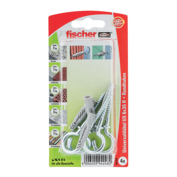 Ux 6X35 Rrhk Nylon Plugs + Round Hook 4P