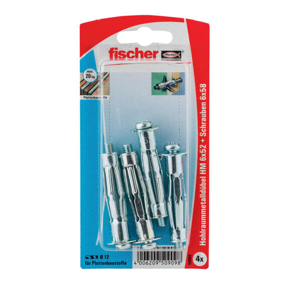 Cavity fixing metric screw HM 5X37 metal FISCHER 4 pack