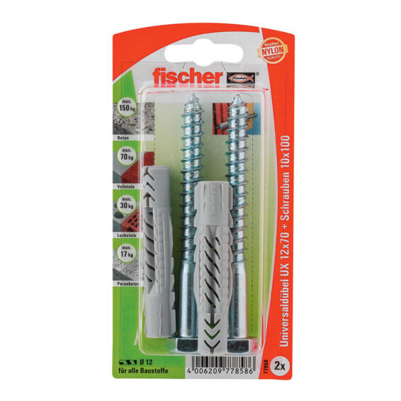 Ux 12X70 Rsk Nylon Plugs + Hex Screws 2P