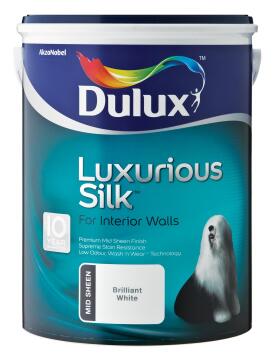 Wall Paint Interior Mid-Sheen DULUX Luxurious Silk Brilliant White 5l