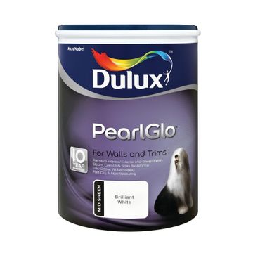 Dulux Pearlglo Water Based Enamel Paint Walls & Trims Satin White 5L