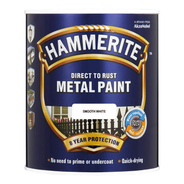 Metal Paint Direct To Rust HAMMERITE Smooth White 1l