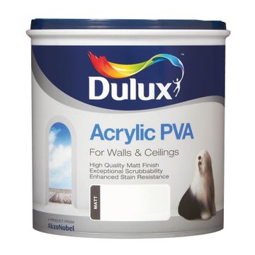 Dulux Acrylic PVA Brilliant White Matt Universal Paint  1L