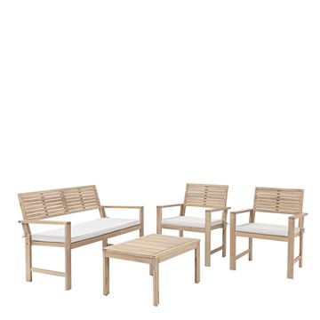 Sofa set acacia NATERIAL includes arm chairs with coffee table