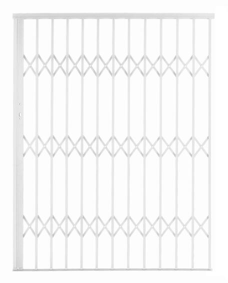 Alu-glide security gate type 15 1500(w)x1950-2150(h) white xpanda