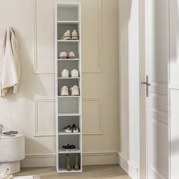 Open Shoe Cabinet Storage H204xW30xD33cm 9 Pairs White