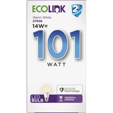Ecolink led light bulb 14w 1521lm e27 2700k nd af