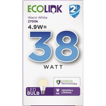 Ecolink led light bulb 4.9w 470lm b22 2700k nd af