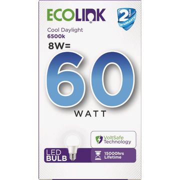Ecolink led light bulb 8w light bulb 806lm e27 6500k nd af