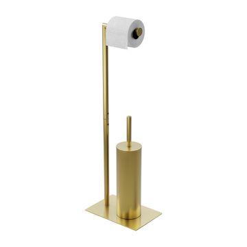 Sensea Loa Toilet Paper and Brush Holder Freestanding Combo Brushed Brass