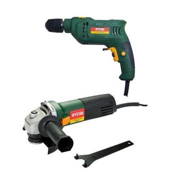 RYOBI 550W HANDYLINE DRILL & 650W HANDYLINE GRINDER 115MM KIT