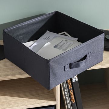 Spaceo Storage Box Polyester M Black 31X31X15cm