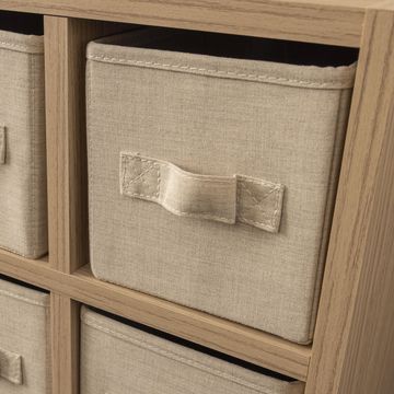 Spaceo Kub Storage Basket S Natural Canvas Trench W14xH14xD31cm