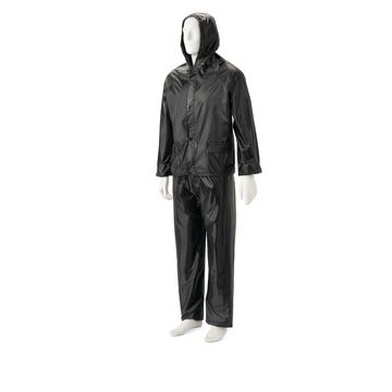 BLACK RUBBERIZED RAIN SUITS L
