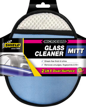 Microfibre glass cleaner mitt SHIELD 2 in 1 dual-surface