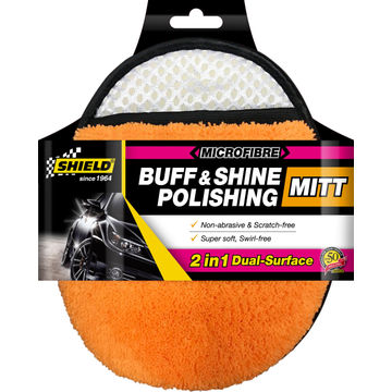 Microfbre buff & shine polishing mitt SHIELD 2 in 1 dual-surface