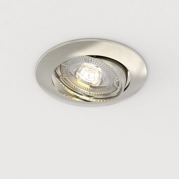 Inspire clane recessed ring gu10 aluminium adjustable satin nickel round 8.2cm
