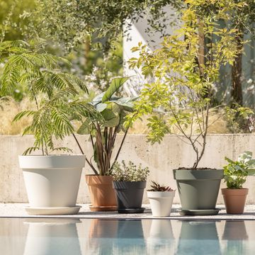 GEOLIA ROUND PLASTIC SAUCER 22CM COTTA