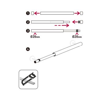 Inspire curtain pole kali mat grey silver 210-385cm