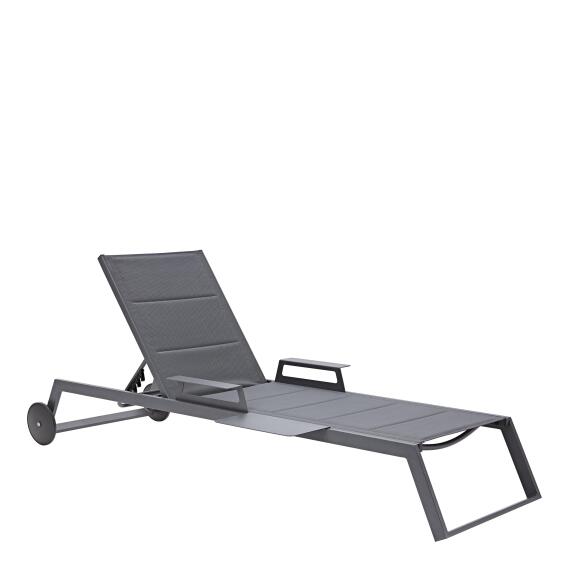SUNBED NATERIAL ODYSSEA ACCESS ALU PADDED TEXTYLEN W/ WHEELS DARK GREY